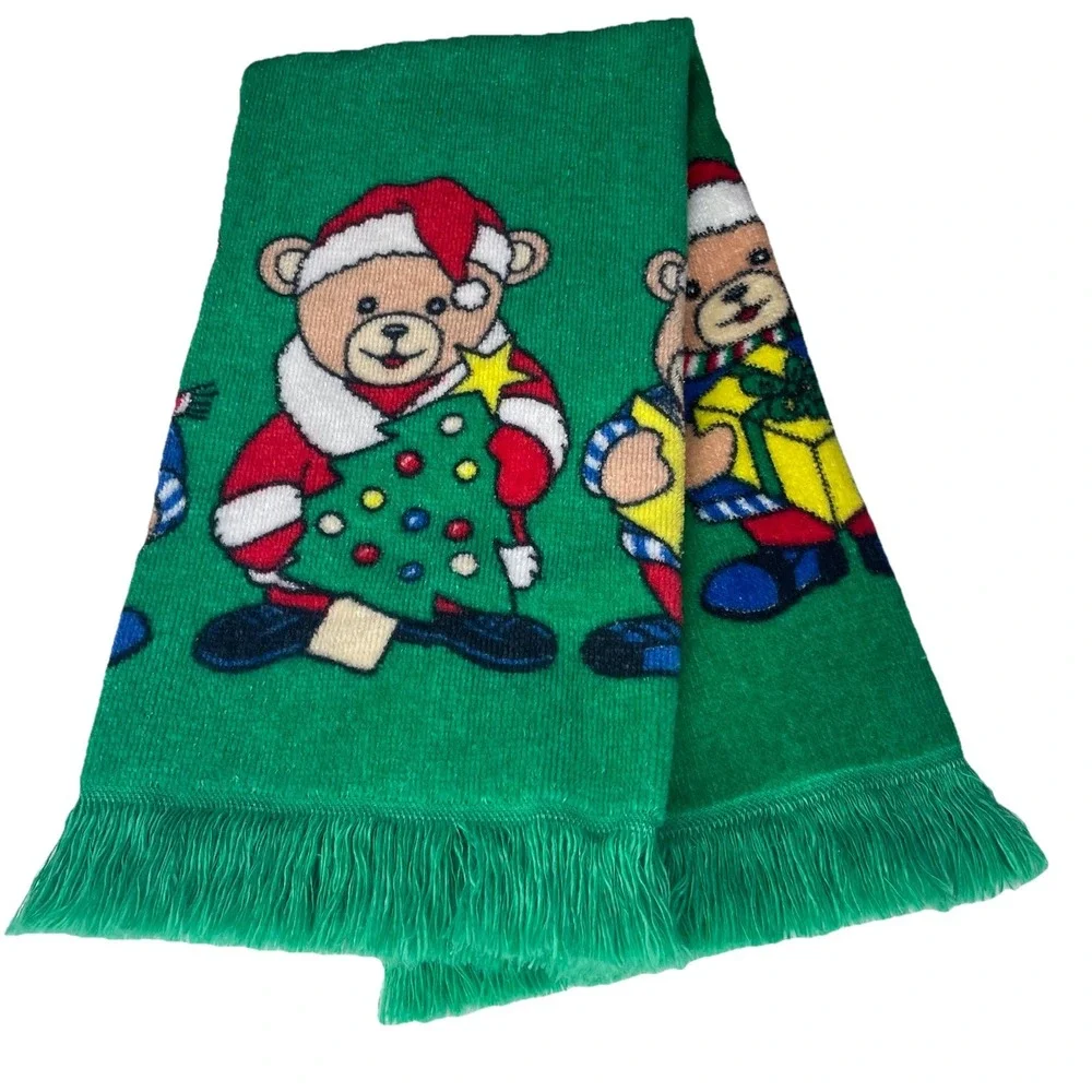 Vintage Christmas Hand Towel Holiday Teddy Bears Kitschy Kitchen Hilasol Cotton